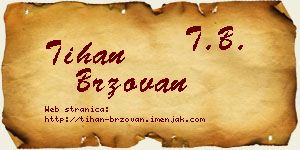 Tihan Brzovan vizit kartica